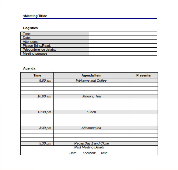 free meeting agenda template download