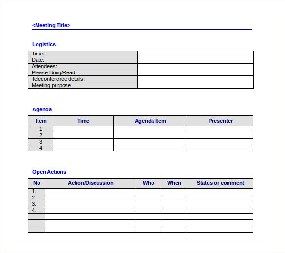 Project Meeting Notes Template With Action Items