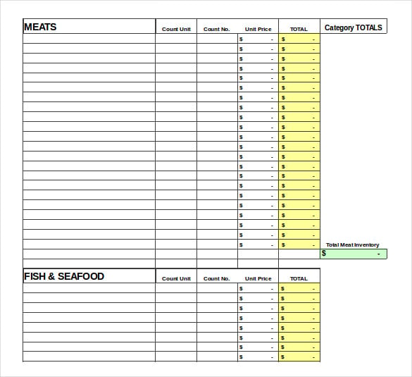 total food inventory template excel format download