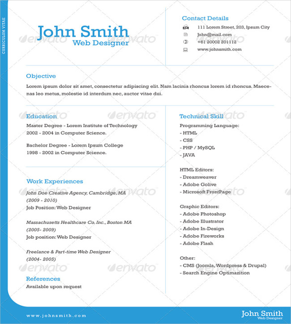 resume format single page