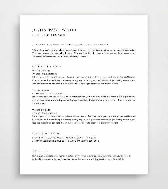 41  one page resume templates