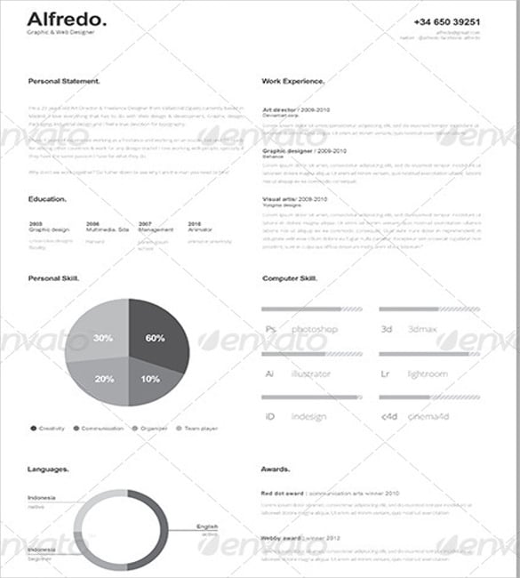 minimalist one page resume