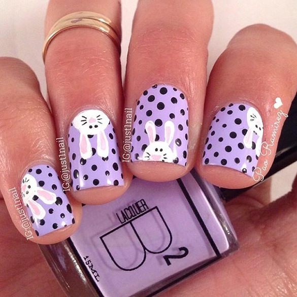 easter polka dot nail design