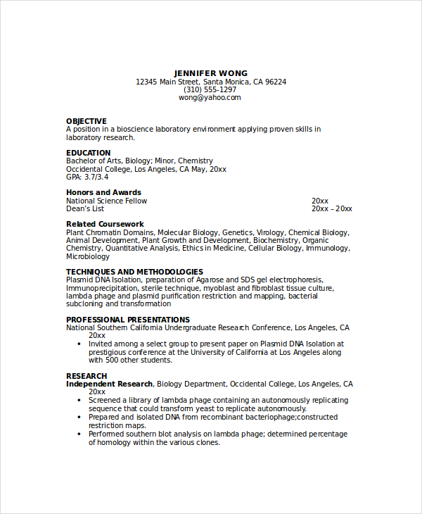 6+ Pathologist Resume Templates - PDF, DOC