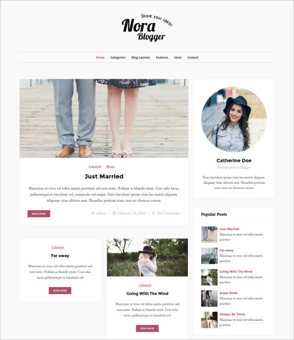 nora elegant wordpress blog theme