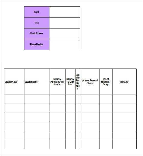 supplier inventory report template in excel