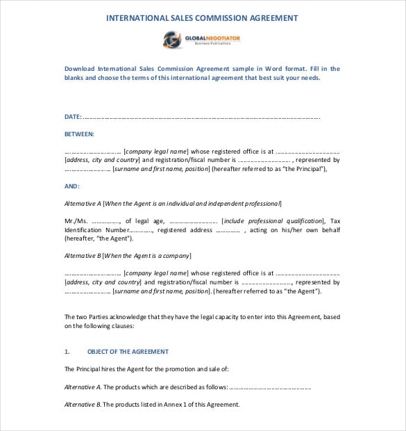international sales commission agreement template