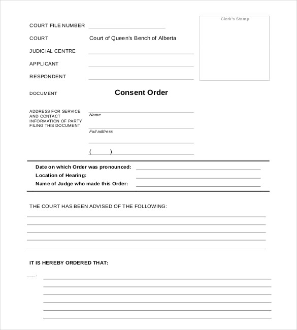 blank consent order