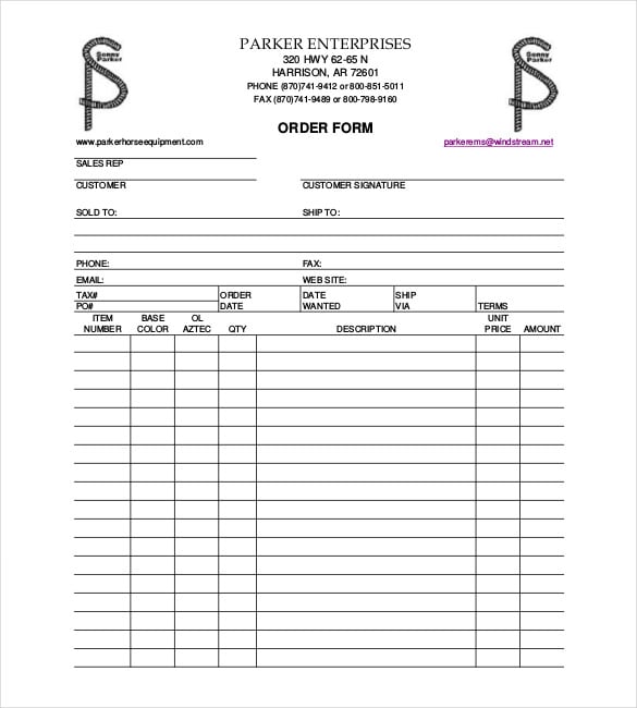 order sheet template free download