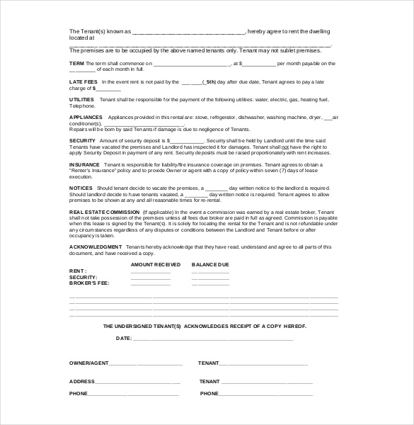 legal residential agreement template