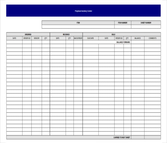 perminenat inventory control template excel format