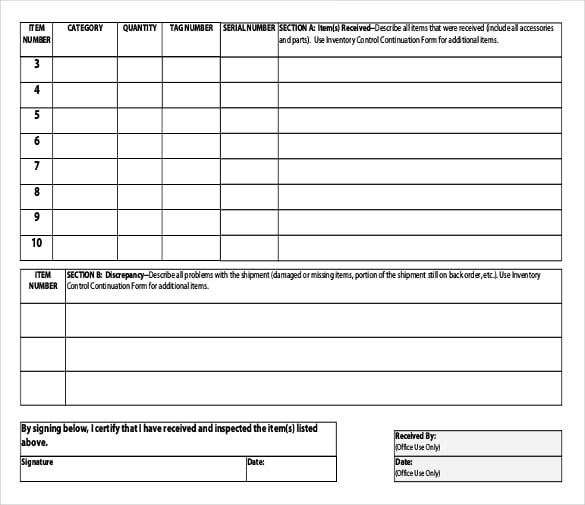simple inventory control pdf template