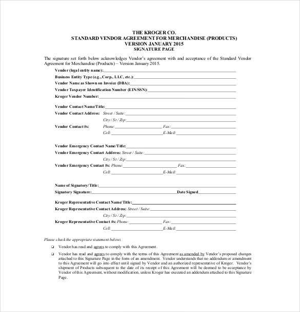 Vendor Agreement Template 28  Free Word PDF Documents Download