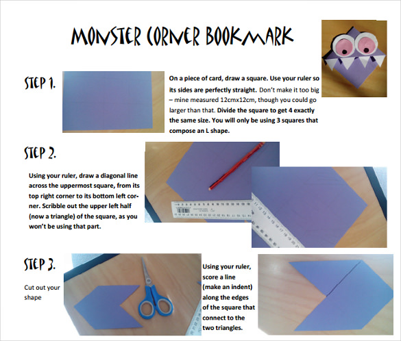 monster corner bookmark template