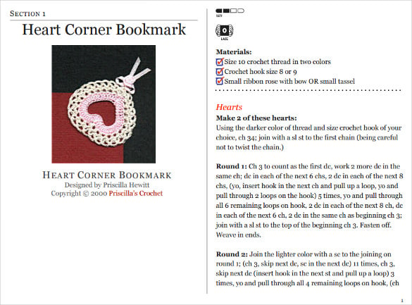 heart corner bookmark template