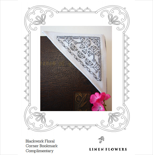 linen flowers corner bookmark template