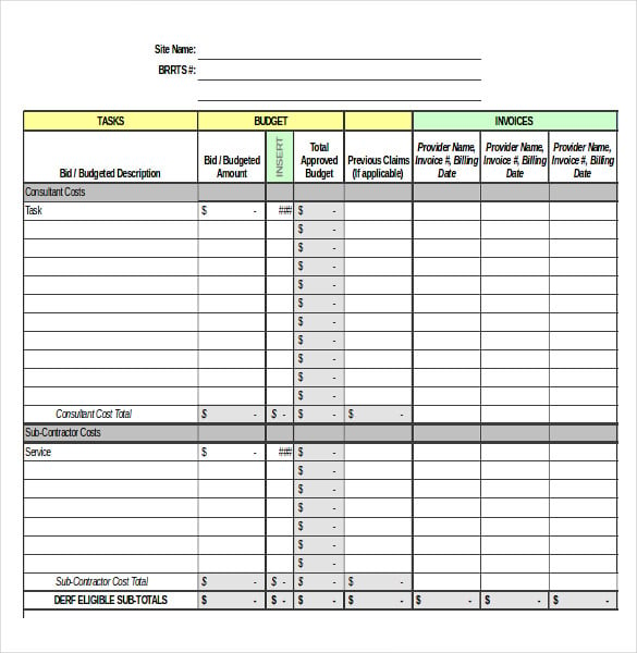 simple cost tracking inventory worksheet for download