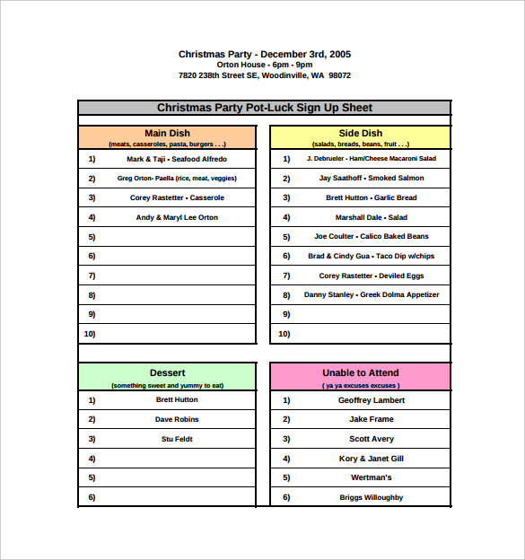 Sign Up Sheet Template Free Sheet Templates