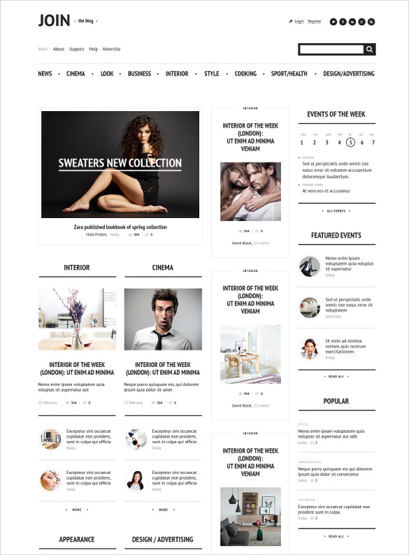 blog and magazine psd template