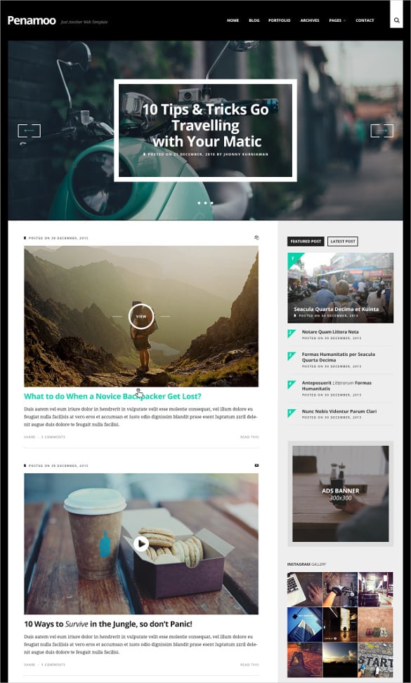 traveling blog psd template