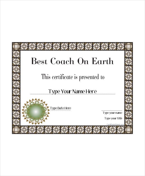 Coach Certificate Template 11+Free Word, PDF Documents Download