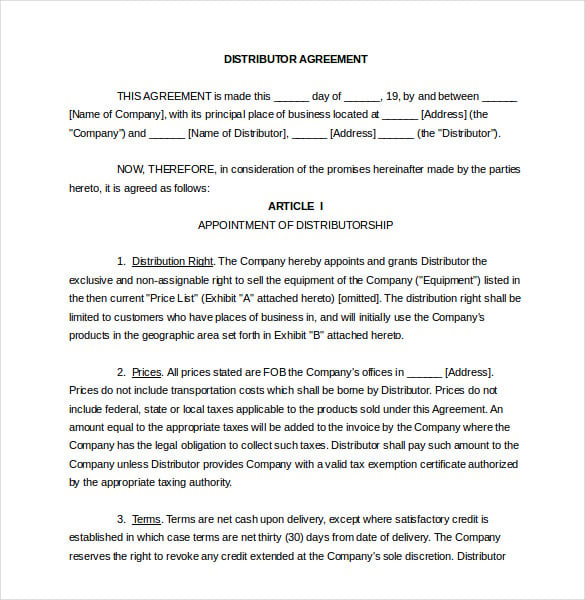 22+ Distribution Agreement Templates – Word, Google Docs, Apple Pages ...
