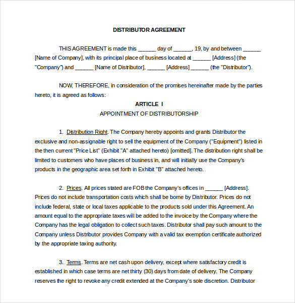 22+ Distribution Agreement Templates – Word, Google Docs, Apple Pages