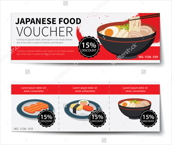 japanese food voucher discount template design download