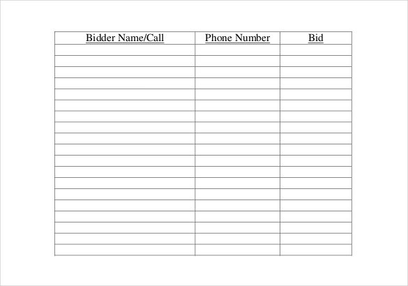 20+ Silent Auction Bid Sheet Templates &amp; Samples - DOC, PDF, Excel