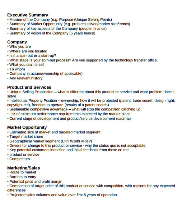 business plan executive summary company template pdf