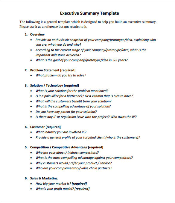 mit chief executive summary template sample pdf format