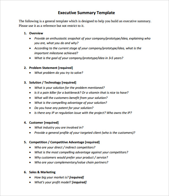 mit chief executive summary template sample pdf format