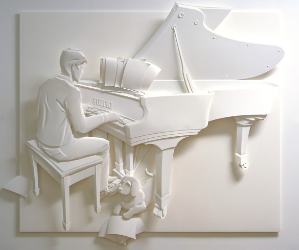 man on piano 3d sculpture design