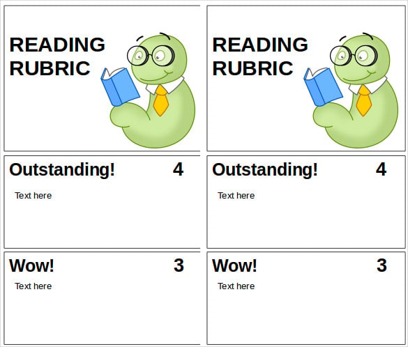 free rubric bookmark template download