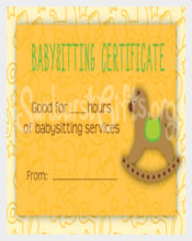 Babysitting Gift Certificate Voucher Download