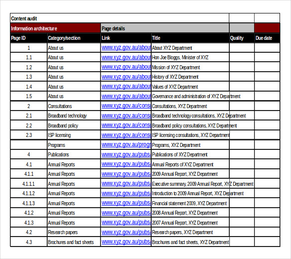 audits annual reports inventory template excel format