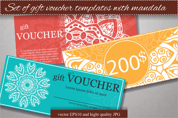 set of gift voucher example template