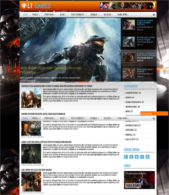 creative responsive game joomla template