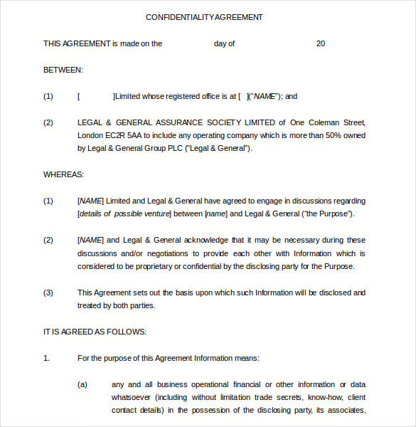 conflict confidentiality agreement template