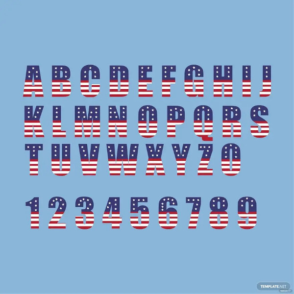 american flag font vector