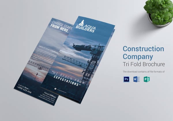 architect constructor trifold brochure psd
