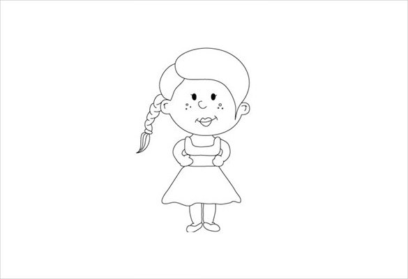 sad little girl outline