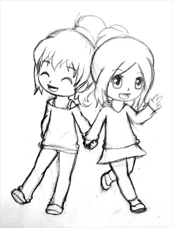 cute friendship drawings in pencil