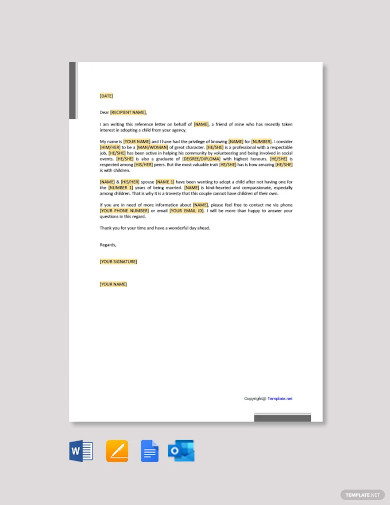 character reference letter for adoption template