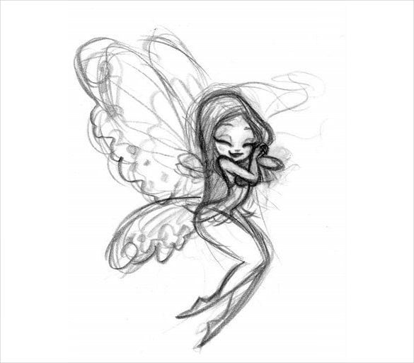 cute girl with wings drawing template