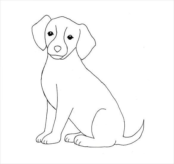 dog easy drawing template