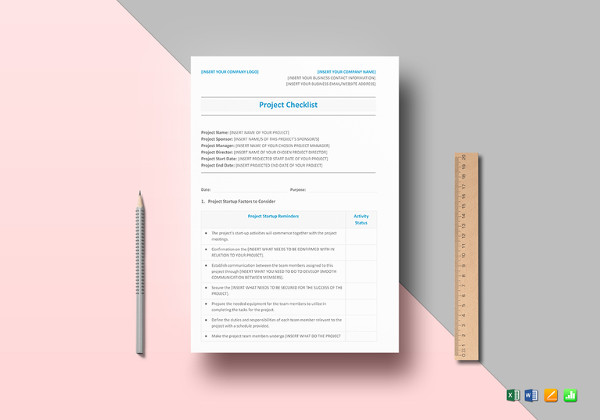 editable project checklist template