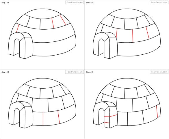 igloo easy drawing template