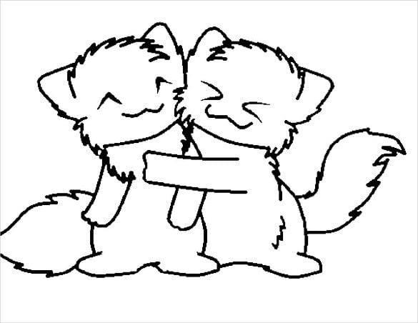 kitty friends cute drawing template