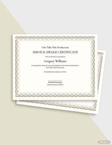 long service award certificate template